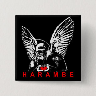 Harambe Vierkante Button 5,1 Cm