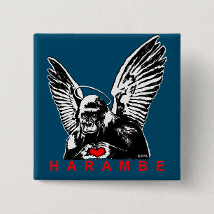 Harambe Vierkante Button 5,1 Cm