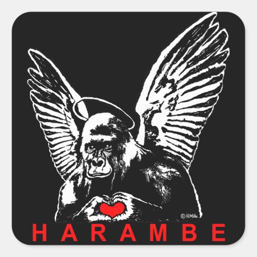 Harambe Vierkante Sticker (Voorkant)