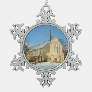 Harbison Chapel in Winter in Grove City College Tin Sneeuwvlok Ornament
