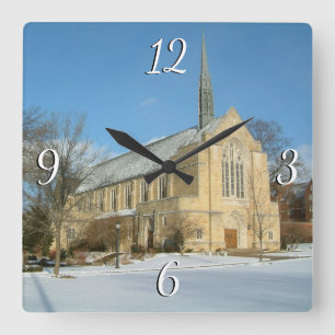 Harbison Chapel in Winter in Grove City College Vierkante Klok
