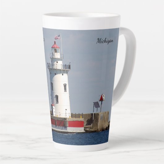 Harbor Beach Lighthouse latte mug (Angle droit)