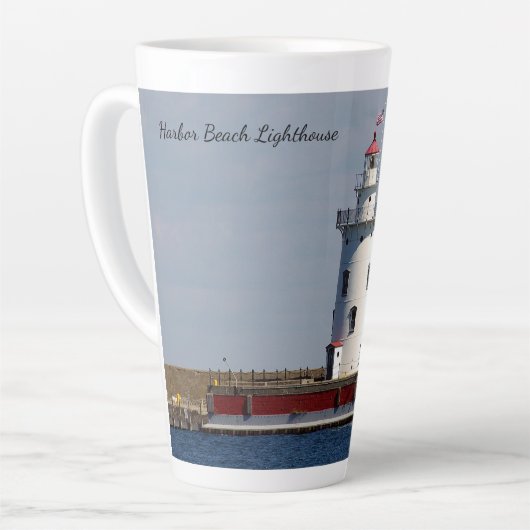 Harbor Beach Lighthouse latte mug (Angle gauche)
