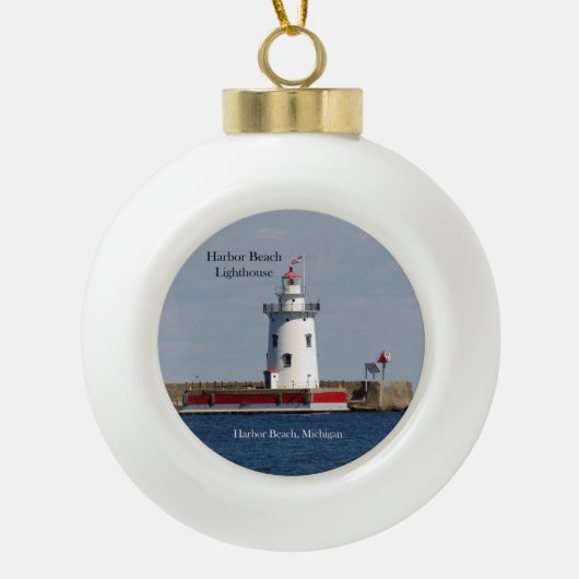 Harbor Beach vuurtoren Keramische Bal Ornament (Voorkant)