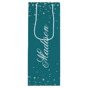 Harbour Blue Chic Diamonds - Persoonlijke naam Wijn Cadeautas