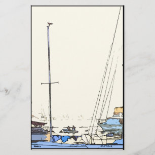 Harbour Boats Scene Stationery Briefpapier