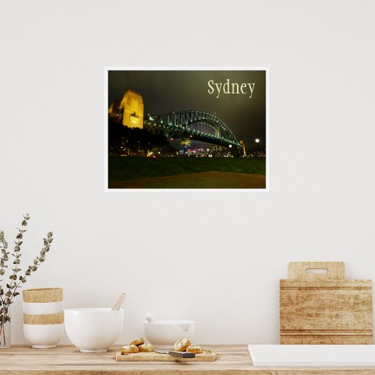 Harbour Bridge at Night, Sydney, Australië Poster (Keuken)