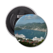 Harbour op de St. Thomas US Maagdeneilanden Button Flesopener (Voorkant)
