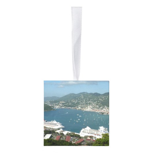 Harbour op de St. Thomas US Maagdeneilanden Kubus Ornament (Rechts)