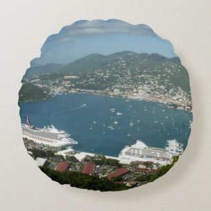 Harbour op de St. Thomas US Maagdeneilanden Rond Kussen