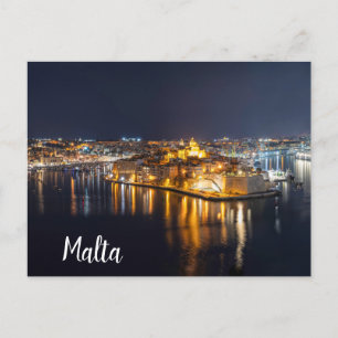 Harbour op Malta verlicht 's nachts Briefkaart