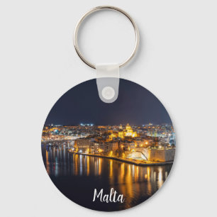 Harbour op Malta verlicht 's nachts Sleutelhanger