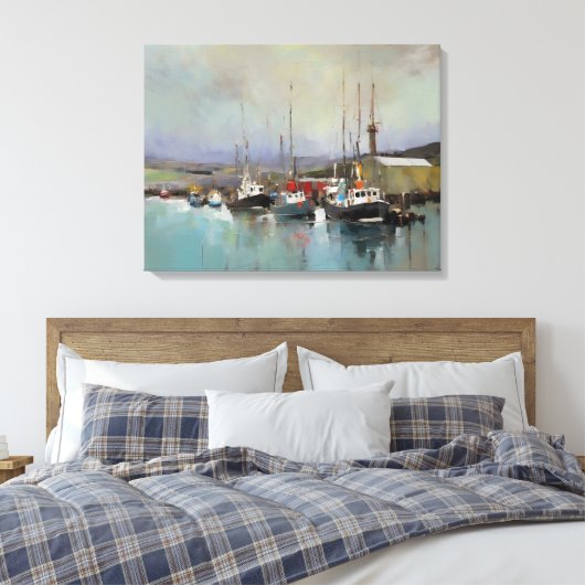Harbour Scene - Ingewikkelde Canvas Print (Insitu (Slaapkamer))