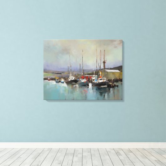 Harbour Scene - Ingewikkelde Canvas Print (Insitu (Houten vloer))
