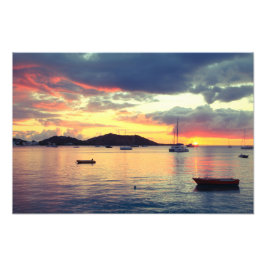 Harbour Sunset in Grand Hoesje, St. Martin Foto Afdruk