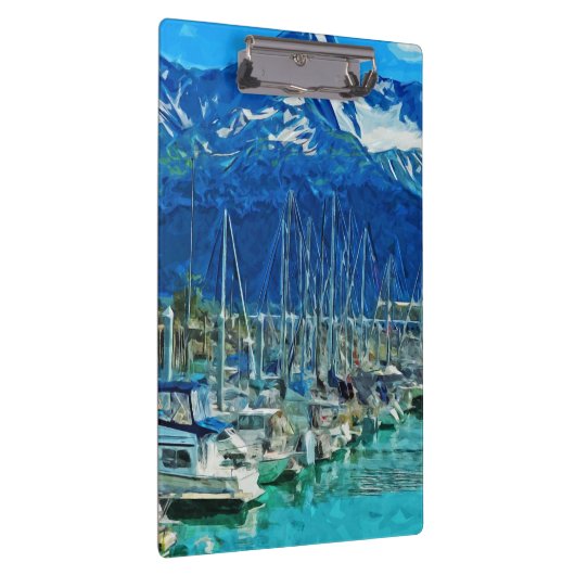 Harbour van Seward Alaska Abstract Impressionisme Klembord (Rechts)