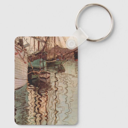 Harbour van Trieste door Egon Schiele, Kunst Sleutelhanger (Achterkant)