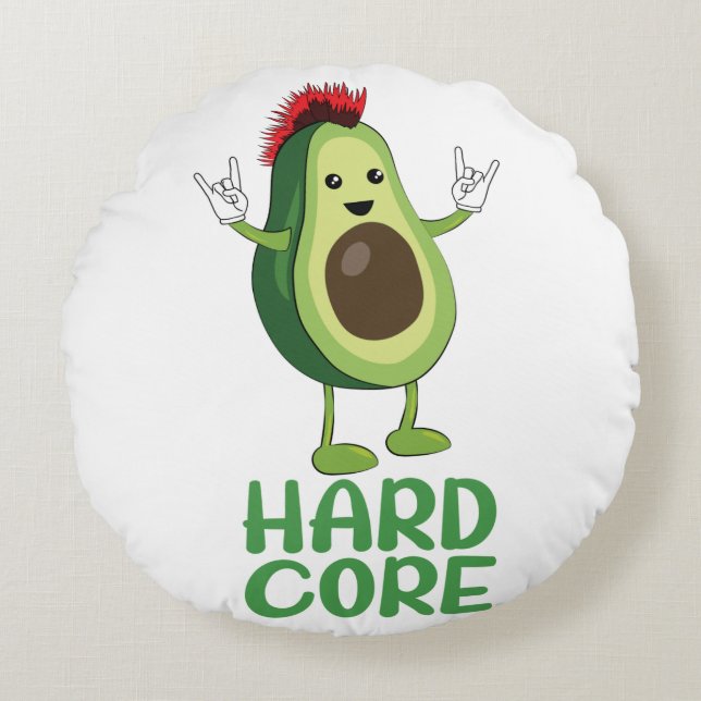 Hard Core Avocado Funny Rond Kussen (Voorkant)