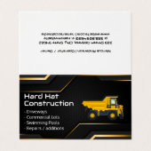 Hard Hat Construction | Work Dump Truck Visitekaartjes (Buitenkant ongevouwen)