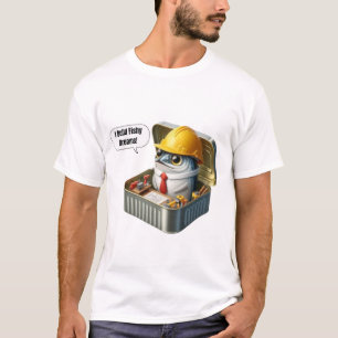 Hard Hat Sardine Ingenieur Kleine Werkplaats Kunst T-shirt