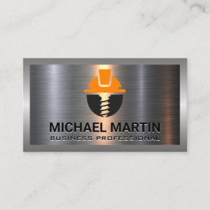 Hard Hat Schroef Bouw Logo Aluminium Visitekaartje