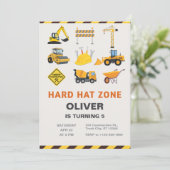 Hard Hat Zone Construction Site Birthday Party Kaart (Staand voorkant)
