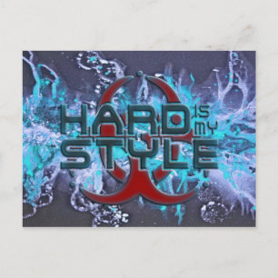 hard is mijn stijl - splattergrunge blue   hardsti briefkaart