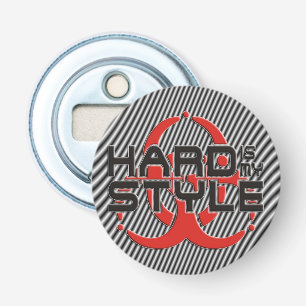 HARD is mijn STIJL - zwarte en witte strepen Button Flesopener
