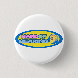 Hard Of Hearing Blauw en Geel thema Ronde Button 3,2 Cm