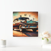 Hard Pastel Antiek auto Vierkante Klok (Huis)