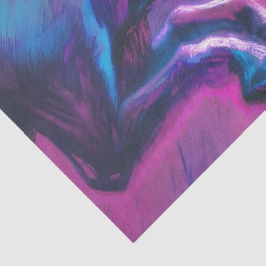 Hard Pastel Drawing Cool Tones Carousel Horse Tissuepapier (Detail)