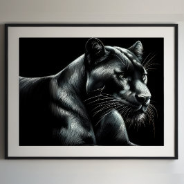 Hard Pastel Tekening Black Panther III Poster