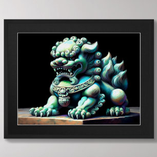 Hard Pastel Tekening Chinese Foo Dog Jade Poster