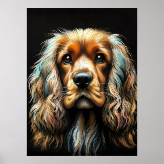 Hard Pastel Tekening Cocker Spaniel Poster (Voorkant)