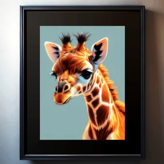 Hard Pastel Tekening Giraffe Poster