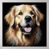 Hard Pastel tekening Golden Retriever Poster (Voorkant)