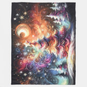 Hard Pastel Tekening Kerstbomen Whimsical Fleece Deken (Voorkant)