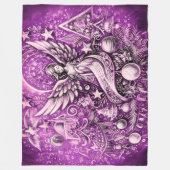 Hard Pastel Tekening Kerstmis Engel Paarse Fleece Deken (Voorkant)