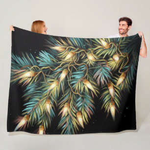 Hard Pastel Tekening Kerstmis Vakantie String Ligh Fleece Deken