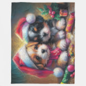 Hard Pastel Tekening Kerstpuppy's Fleece Deken (Voorkant)
