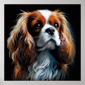 Hard Pastel Tekening Koning Charles Cavalier Spani Poster (Voorkant)