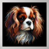 Hard Pastel Tekening Koning Charles Cavalier Spani Poster (Voorkant)