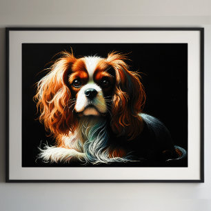 Hard Pastel Tekening Koning Charles Cavalier Spani Poster