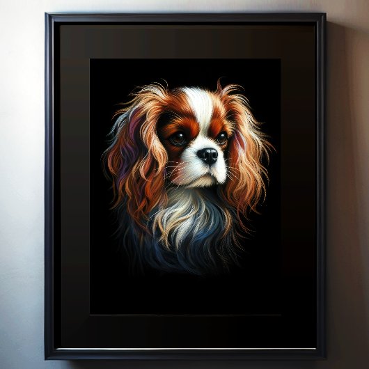 Hard Pastel Tekening Koning Charles Cavalier Spani Poster