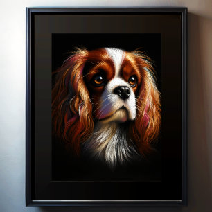Hard Pastel Tekening Koning Charles Cavalier Spani Poster
