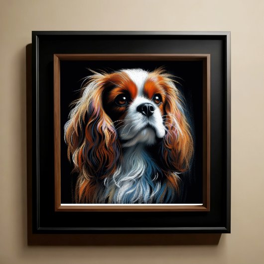 Hard Pastel Tekening Koning Charles Cavalier Spani Poster
