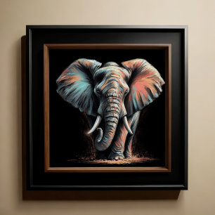 Hard Pastel Tekening Olifant Poster