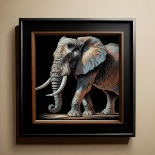 Hard Pastel Tekening Olifant Poster