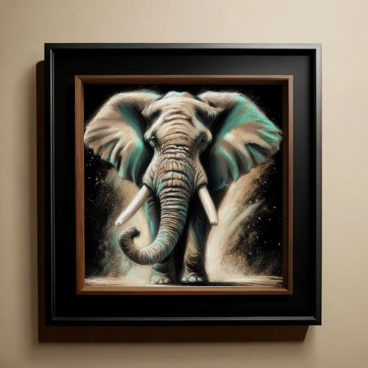 Hard Pastel Tekening Olifant Poster