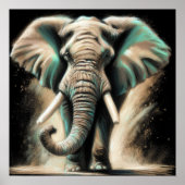 Hard Pastel Tekening Olifant Poster (Voorkant)
